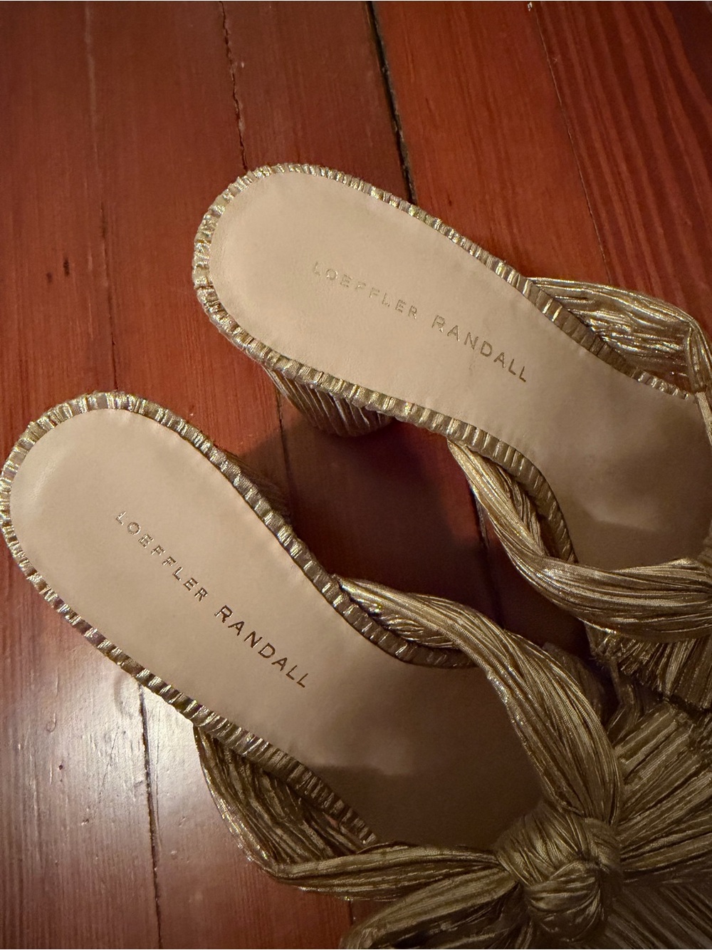 Loeffler Randall Metallic Gold Pleated Bow Mule - Picture 3 of 6